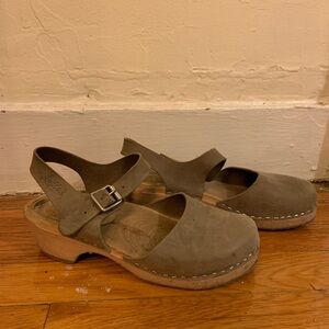 Women's Taupe Leather Clog Sandals - Lotta from Stockholm - Size 37